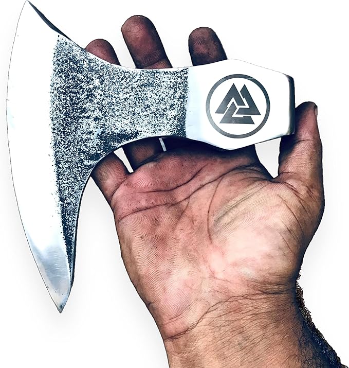 OLDZ CRAFTZ-Viking Bearded Axe - Valknut Viking Axe Head Custom Forged high Carbon Steel hatchets Multi Purpose Adult Size Axe Head viking axe head handmade axe head real