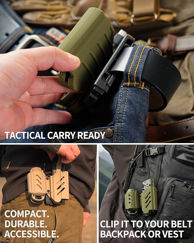 sayram Survival Multi Tool - 4-in-1 Tactical Knife Rechargeable Flashlight Pulse Arc Lighter Hand Crank Generator for Emergency Camping &amp Outdoor (Belt Sheath Included) (Black)