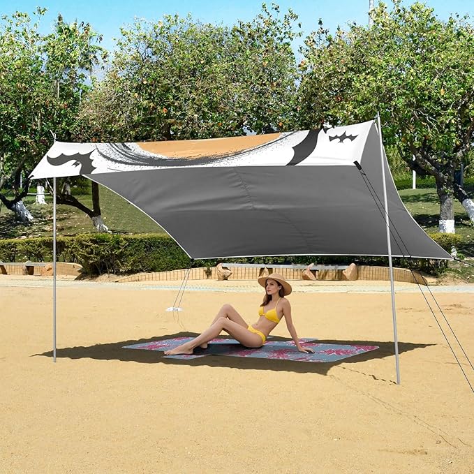 ALAZA Witch Owl Halloween Beach Tent Sun Shelter UPF50+ Protection Beach Shade Canopy w/ 4 Sandbags for Outdoor Camping Fishing Backyard Fun Picnic 10x9 ft