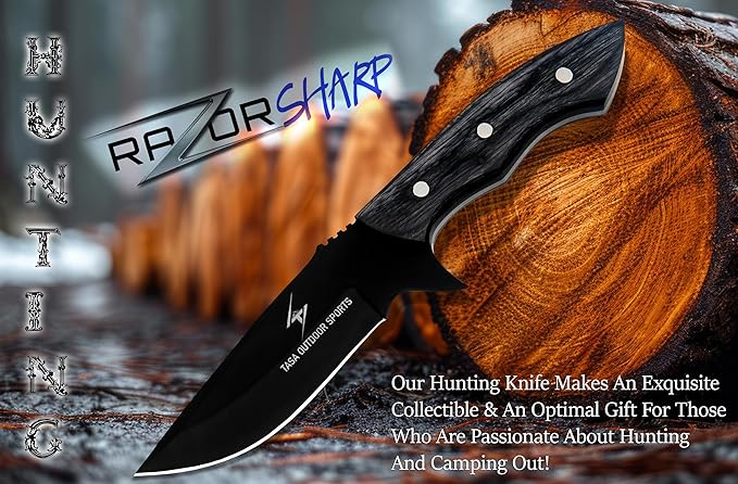 Fixed Blade Knife – Tracker Hunting Knife With Sheath - Tactical Survival Knife For Men - Full Tang High Carbon Steel - For Camping and Outdoor Use