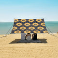 ALAZA Sunflower Polka Dots Beach Tent Sun Shelter UPF50+ Protection Beach Shade Canopy w/ 4 Sandbags for Outdoor Camping Fishing Backyard Fun Picnic 10x9 ft