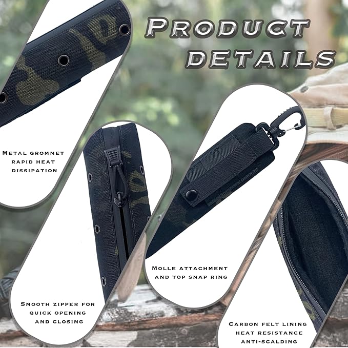 Suppressor Pouch Heat Resistant Silencer Stoarage &amp Transport Bag Tactical Suppresor Case with Molle Strap &amp Easy Clip Black Camo