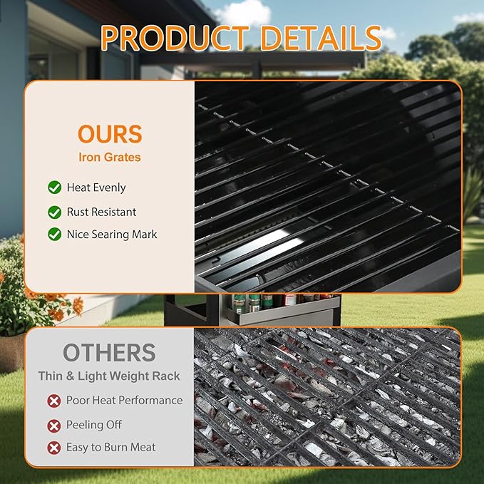 3-Burner Propane Gas BBQ Grill Stainless Steel Propane Grill 36900 BTU Outdoor Cabinet Style with Wheels Wire Rack and Two Foldable Side Table for Outdoor Barbecue Cooking (3-Burner GrillSilver)