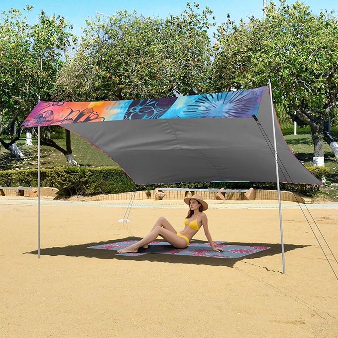 ALAZA Silhouette Turtle Beach Tent Sun Shelter Portable Canopy Sunshade for Outdoor Camping Picnics Backyard Fun 10x9 ft