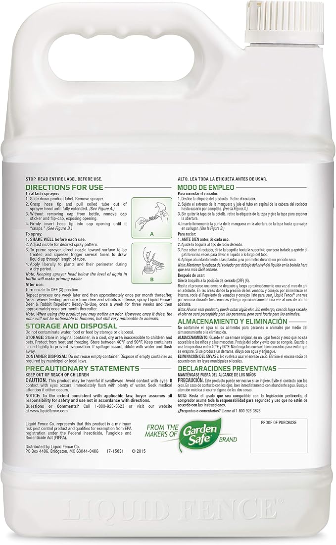 Concentrated Deer Repellent - Bobbex | Deer Elk and Moose Deterrent Concentrate (32 oz.) B550100 &amp Liquid Fence HG-70109 Animal Repellent 128 Oz Multicolor