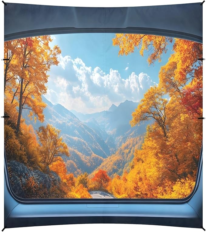 Car Window Outside Fall Landscape Beach Tent Sun Shelter Set UPF50+ UV Protection 10.5 x 9.19 FT Camping Shade Canopy with Sandbags Sand Anchors Carrying Bag and Others