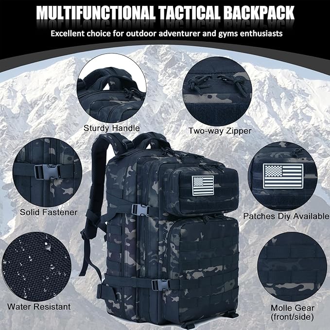 Createy 45L Military Tactical Backpack Large 3 Day Assault Pack Molle Bag Rucksack Bug Out Bag for Camping Hunting Hiking