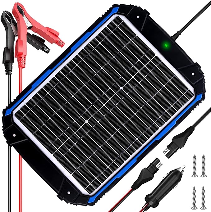 SUNER POWER 20W 12V Solar Battery Trickle Charger &amp Maintainer PRO Built-in Intelligent MPPT Controller Waterproof 12 Volt 20 Watt Solar Panel Charging Kits for Car Marine RV Trailer Boat Automo