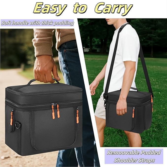 Storage Carrying Case Compatible with BLUETTI EB3A/AC2A/AC2P/Elite 30 V2 - Travel Padded Bag with Multi-Pockets Shoulder Strap &amp Handle for BLUETTI Portable Power Station Accessories (Bag Only)