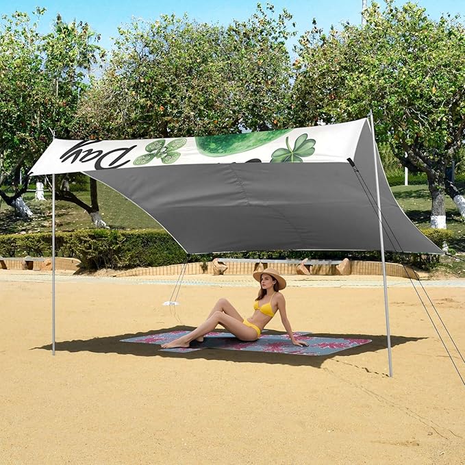 ALAZA St Patricks Cat Beach Tent Sun Shelter Portable Canopy Sunshade for Outdoor Camping Picnics Backyard Fun 10x9 ft