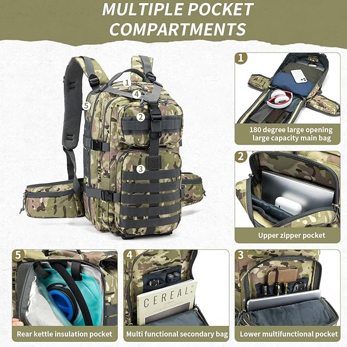 Camo hunting backpacksmall tactical backpack military backpack for men camping backpack 3-day bag(Camouflage)