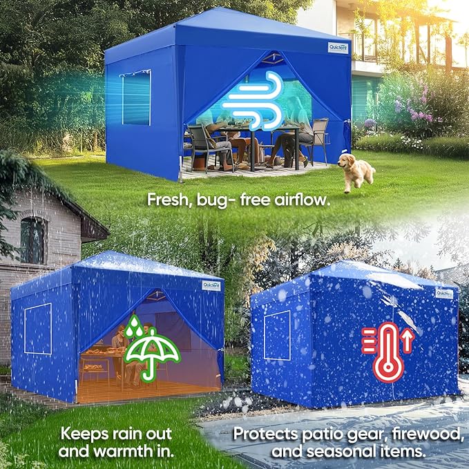 Quictent Privacy 10x10 Pop up Canopy Tent with Sidewalls and Roll-up Ventilated Windows One Person Easy Setup Outdoor Commercial Gazebo Shelter Enclosed Waterproof Bonus 4 Sandbags