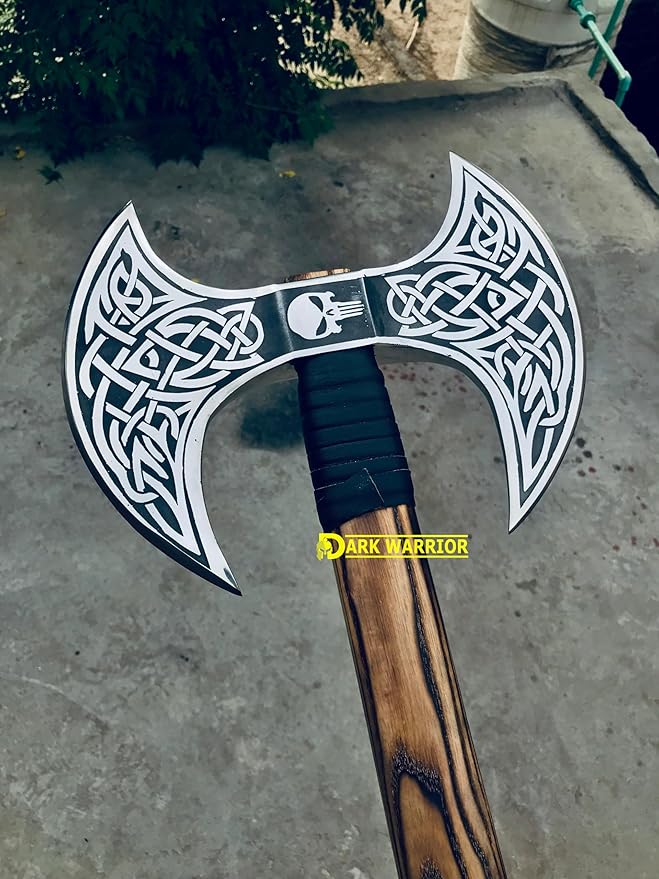 [Dark Warrior] 7.50 lbsHandmade Double Headed axe Berserker Axe Large Norse Axe Hand Forged Steel AxeDouble Blade Axe Forest Axes Hewing Axe Broad Axe Hunting Axe Dane Axe Viking Battle Axe