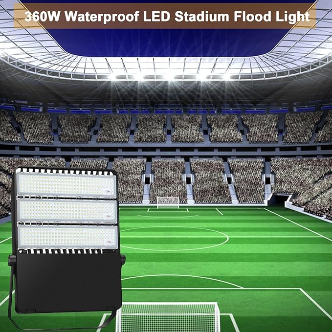 ledmo 360W LED Flood Light Super Bright 42000LM 5000K Adjustable Mount Outdoor Stadium Lights LED Arena Lights Commercial Lighting Fixture for GarageYard