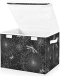 senya Halloween Baskets Collapsible Storage Bins with Lids Spiderweb Butterfly Dragonfly Storage Boxes Clothes Baskets for Organizing