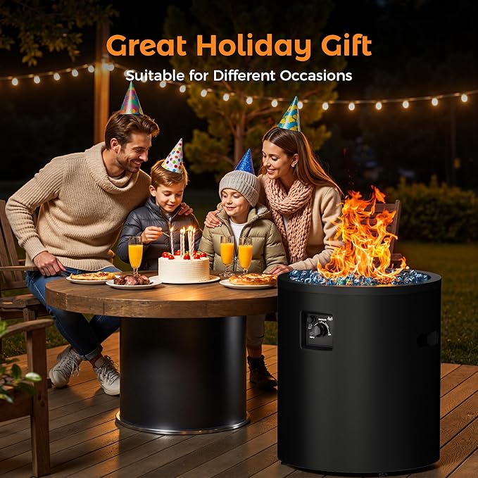 BALI OUTDOORS 50000 BTU Propane Fire Pit Outside 23 inch Outdoor Fire Pit Round Black Firepits for Outside Patio Garden Backyard