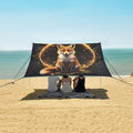 ALAZA Magic Fox Sitting Beach Tent Sun Shelter UPF50+ Protection Beach Shade Canopy w/ 4 Sandbags for Outdoor Camping Fishing Backyard Fun Picnic 10x9 ft