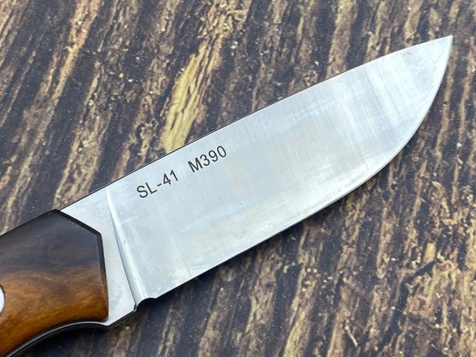 TWO SUN SixLeaf SL-41-Wood Micro Fixed Blade Knife M390 Steel Desert Ironwood handle Belt Sheath EDC Mini Tool