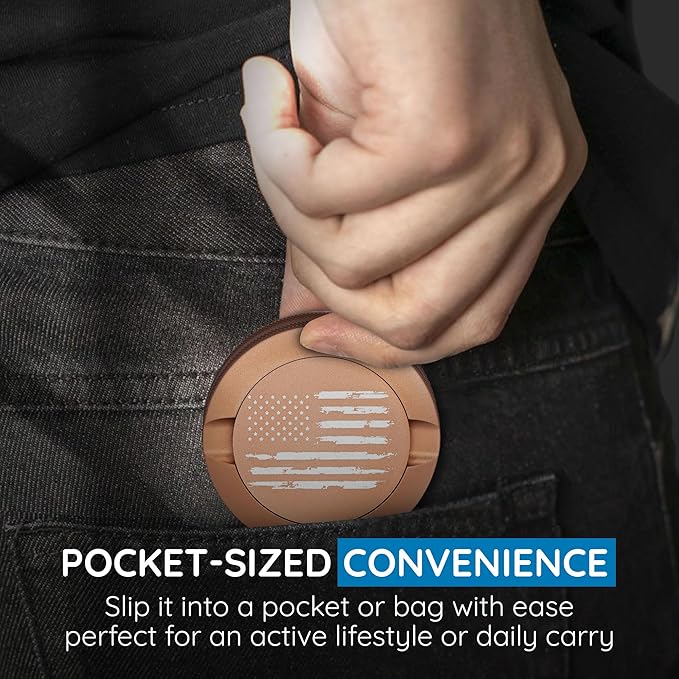 Premium Nicotine Pouch Container | Zyn Metal Can | Moisture &amp Odor Proof Snus Can | Zyn Accessories | Laser Engraved American Flag Design (Copper)