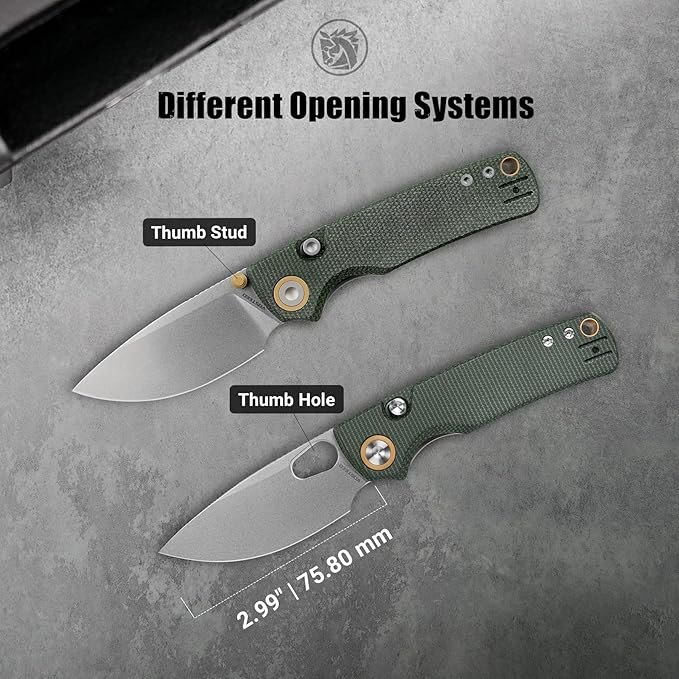 Vosteed EDC Knife 2.99 14C28N Steel Wider Blade Green Micarta Handle Top Liner Lock Folding Pocket Knives with Clip for Men &amp Women Survival Camping - Porcupine A2603