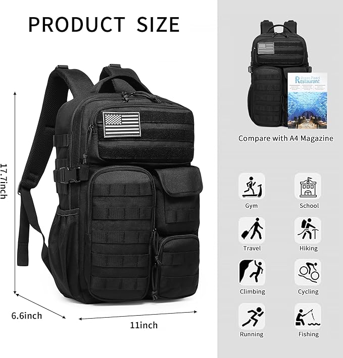 Wotony Tactical Backpack - Military waterproof backpack with multiple pockets and tactical gear for the outdoors (army green 25L)