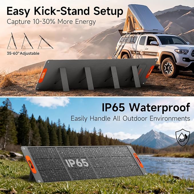 200W Portable Solar Panel for Power Station 24% High Efficiency ETFE Foldable Solar Panel Charger QC3.0 Type-C 60W MC4 Output IP65 Waterproof for Outdoor Camping RV Emergency Power Supply
