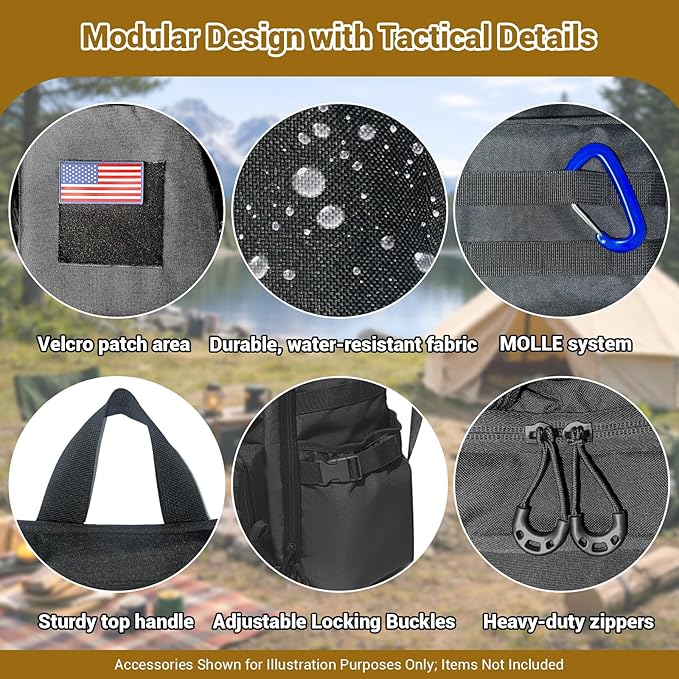 kokkoya Lightweight Tactical Backpacks with Laptop Compartment for Men 40L EDC MOLLE Military Style 17 in Computer with Cup Holder Travel Hiking Daypack (Khaki)