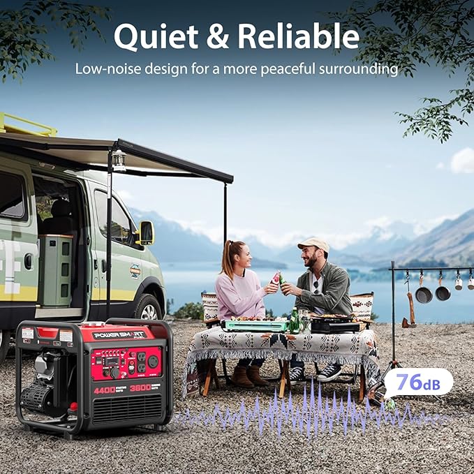 4400-Watt Portable Inverter Generator Gas Powered CO-Sensor Lightweight &amp Quiet for Home Use and Emergency Backup Camping EPA Compliant