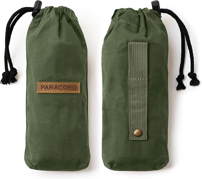 SurvivorCord Bag - Canvas Bushcraft Bag with MOLLE Strap to Hold Up To 100ft SurvivorCord - Waxed Canvas Paracord Pouch - Bushcraft for Hiking Mushroom Foraging Camping - Olive-Drab