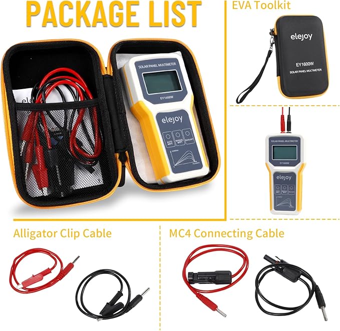 1600W Solar Panel Tester MPPT Photovoltaic Multimeter &amp Watt Meter Smart Portable Tool for Solar PV Panel Data &amp Troubleshoot Measures Power Output Performance and Open Circuit Voltage
