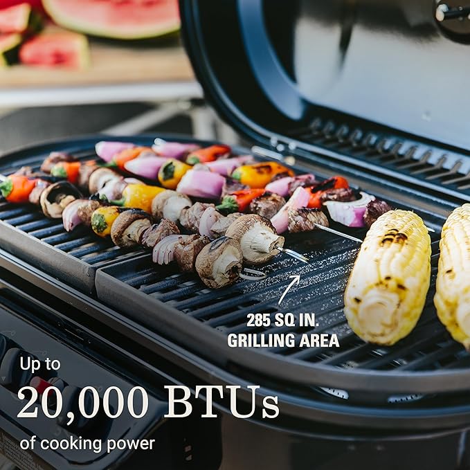 Coleman RoadTrip 285 Portable Stand-Up Propane Grill with 3 Adjustable Burners &amp Instastart Ignition 20000 BTUs of Power for Outdoor Cooking Camping Tailgating Grilling BBQs &amp More