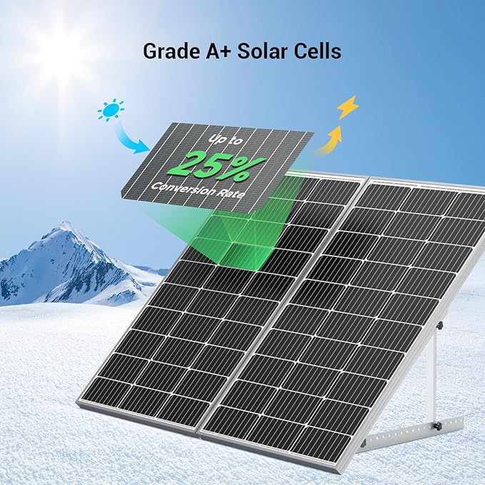 HQST 100W 12V Monocrystalline Solar Panel with Solar Connectors High Efficiency Module PV Power for Battery Charging Boat Caravan RV and Any Other Off Grid Applications