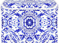 Blue Ornamental Pattern Lidded Storage Bins with Handles - 16.5x12.6x11.8 Foldable Organizing Box Oxford Fabric &amp Honeycomb Board Dust-Proof Flip Lid for Closet/Office