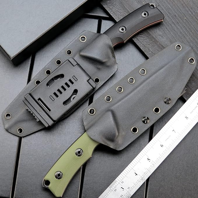 Eafengrow EF125 Fixed Blade Knife 14c28n Steel Blade G10 Handle Scales Fixed Knifes for Outdoor Camping Hunting Survival EDC Tool Knives with Kydex Sheath(Army Green)