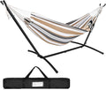 ZENY Double Hammock and Stand for 2 Person Heavy Duty Hammock Stand Brazilian-Style Cotton Hammock 440LB Capacity Desert Stripe