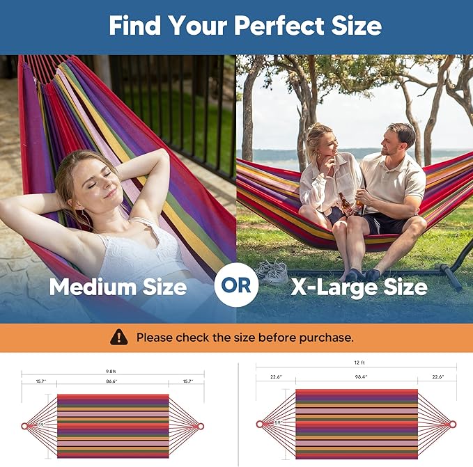 SUNCREAT Hammocks Outdoor Camping Double Hammock Two Person Hanging Hammock Red &amp Yellow