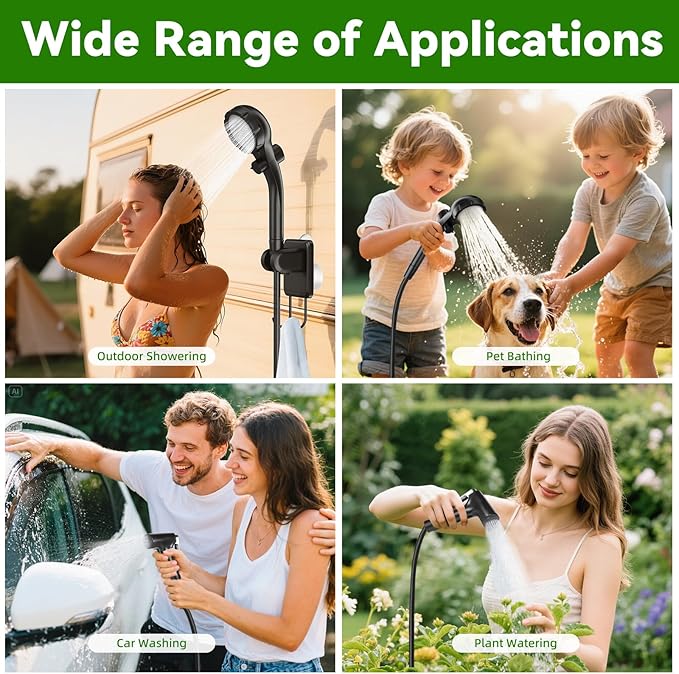 InkTrail Portable Camping Shower with Heater Long-Lasting 6000mAh Rechargeable Camping Shower with Sprayer Head4 Spray ModesIPX7 Waterproof Outdoor Camp Pump for Hiking Travel Car Pet