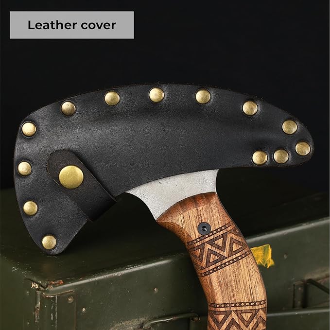 AncientSmithy Tomahawk Axe - Handmade Tactical Tomahawk Hatchet - Full Tang Combat Axe for Military Camping and Outdoor Activities (Hawk with Leather Sheath)