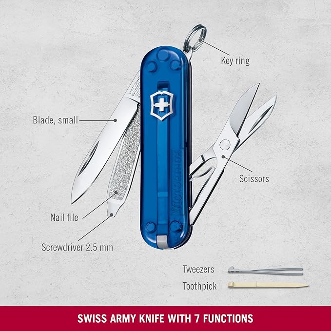 Victorinox Swiss Army Classic SD Pocket Knife (Translucent Sapphire) 58mm