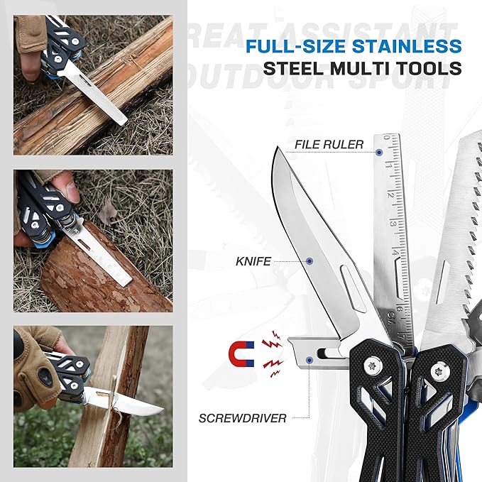 MOSSY OAK Multitool 21-in-1 Stainless Steel Pocket Knife with G10 Handle Screwdriver Sleeve Self-locking Pliers with Sheath-Perfect for Outdoor Survival Camping Hiking Simple Repair