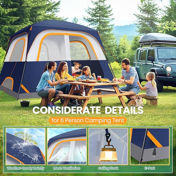 COBIZI 4-6-8-10 Person Camping Tent Spacious Family Tents for Camping Ideal Hiking 3500mm Waterproof Double-Layer Windproof Tent for Hiking &amp Backpacking