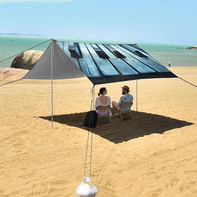 ALAZA Piano Keys Stars Beach Tent Sun Shelter Portable Canopy Sunshade for Outdoor Camping Picnics Backyard Fun 10x9 ft