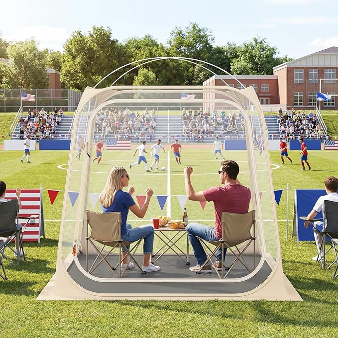 Goplus All Weather Pod Sports Tent for 2-4 People 7 x 7 FT Easy Setup Clear Bubble Tent with Floor Mat Camping Sun Shelter for Fishing Portable Outdoor Screen House with Carrying Bag