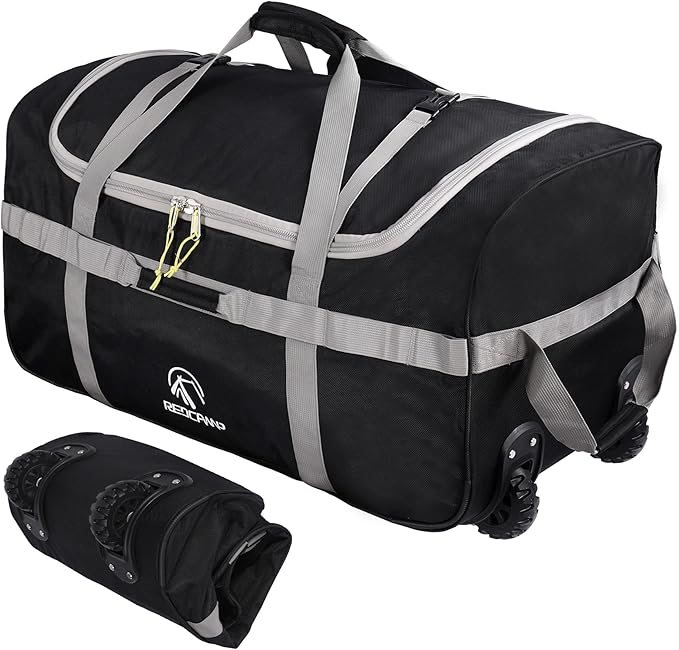REDCAMP 85L/120L/140L Foldable Duffle Bag with Wheels Large Travel Duffel Bag