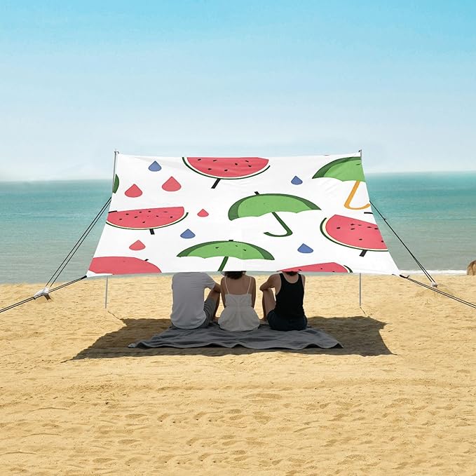 ALAZA Watermelon Umbrella Pattern Beach Tent Sun Shelter Portable Canopy Sunshade for Outdoor Camping Picnics Backyard Fun 10x9 ft