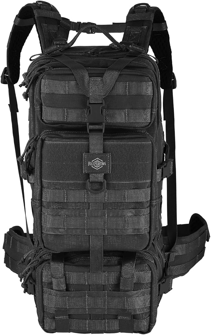 MAXPEDITION Gyrfalcon Backpack (Black) 36L Tactical Backpack with Detachable Waist Pack MOLLE Internal Frame Rucksack Military Survival Pack Bug Out Bag PT1054B
