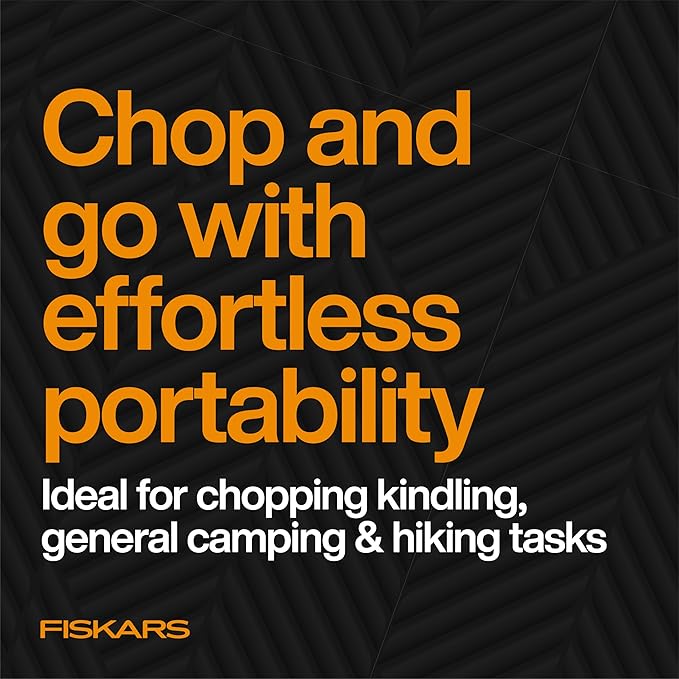 Fiskars X13 Ultralight Hiking Axe 13 Ultra-Sharp Forged Steel Blade for Efficient Chopping &amp Camping 15% Lighter High-Visibility Orange FiberComp Handle Drives Tent Stakes Sheath Included