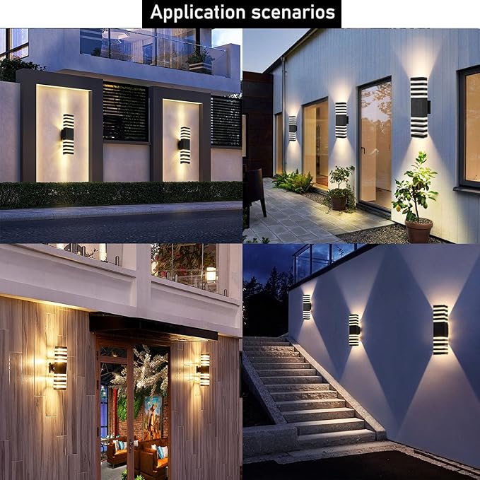 18.3inch 10 Pack LED Square Up&ampDown Wall Lights 24W 4000K Day White Outdoor Wall Light Aluminum Body Waterproof IP65 led Porch Light for House Patio Garage Garden No Sensor