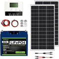 ExpertPower 200W 12V Solar Power Kit | 12V 20Ah LiFePO4 Lithium Battery | 200W Mono Rigid Solar Panels 30A PWM Solar Charge Controller | RV Trailer Camper Marine Off Grid Solar Projects