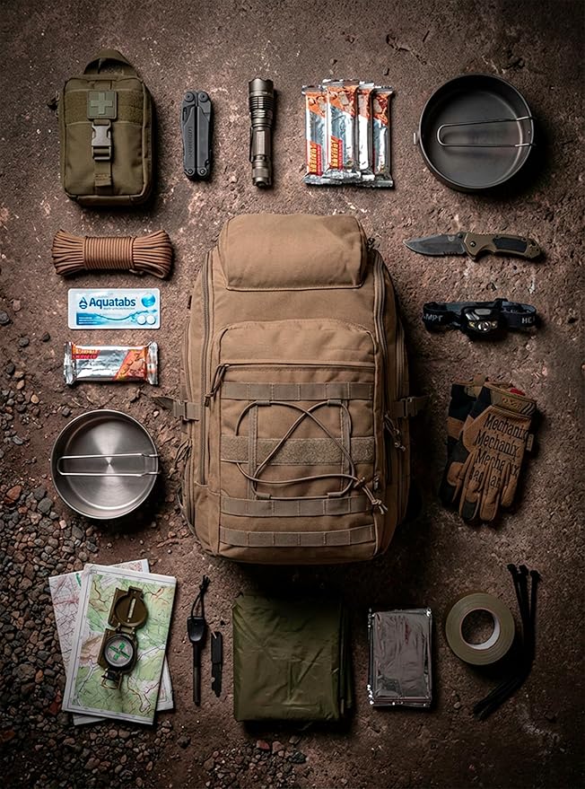 35L Tactical Backpack Military Rucksack MOLLE Quick-Access Flap EDC Pack for Hiking Camping Travel Work Bugout Emergency